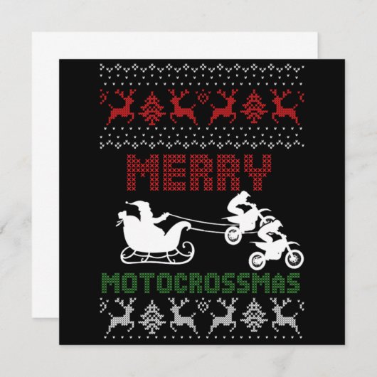 Merry Motocrossmas Deer Ugly Christmas Motorrad Einladung (Vorne/Hinten)