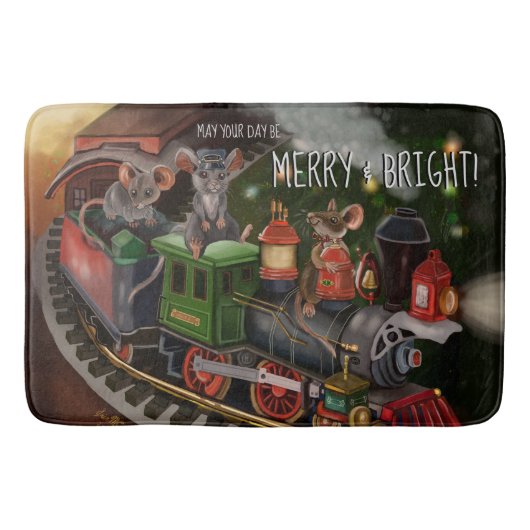 Merry Mouse Holiday Train Badematte (Vorderseite)