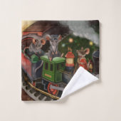 Merry Mouse Holiday Train Badhandtuch Set (Waschlappen)
