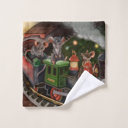 Merry Mouse Holiday Train Badhandtuch Set (Waschlappen)