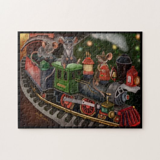 Merry Mouse Holiday Train Puzzle (Horizontal)