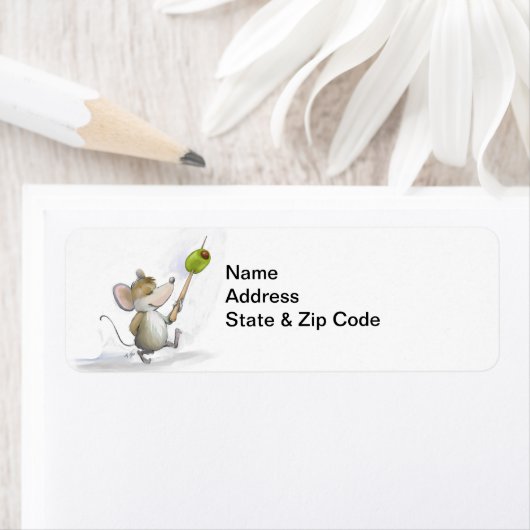 Merry Mouse Moe mit Olive Address Labels (Insitu)