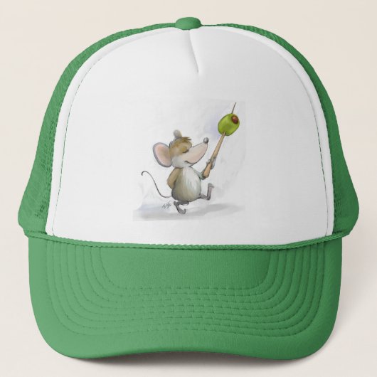 Merry Mouse Moe mit Olive Deli Hat Truckerkappe (Vorderseite)