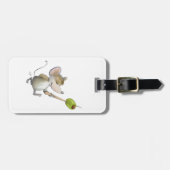 Merry Mouse Moe mit Olive Luggage Tag Gepäckanhänger (Vorderseite horizontal)