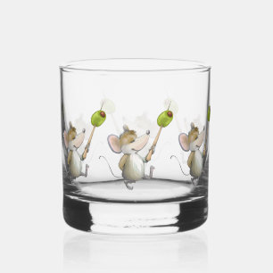 Merry Mouse Moe mit Olive Whiskyglas