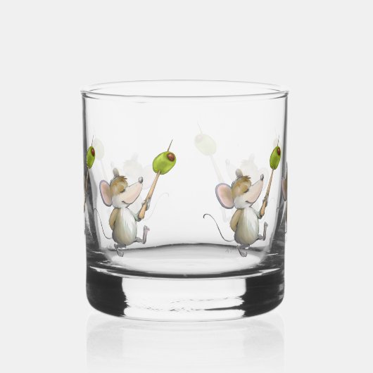 Merry Mouse Moe mit Olive Whiskyglas (Links)