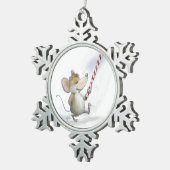 Merry Mouse Moe Pewter Snowflake Ornament (Rechts)