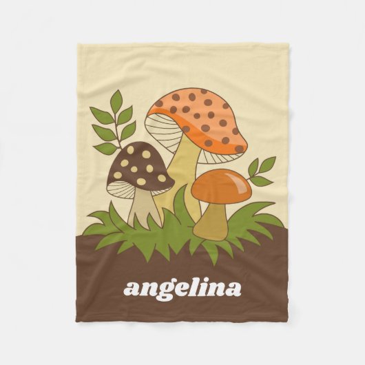 Merry Mushroom mit Individuelle Name Fleecedecke (Vorderseite)