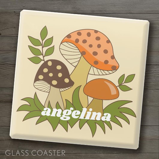 Merry Mushroom mit Individuelle Name Glasuntersetzer