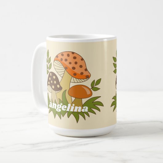 Merry Mushroom mit Individuelle Name Kaffeetasse (Vorderseite Links)