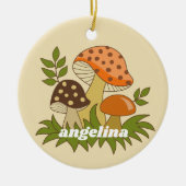 Merry Mushroom mit Individuelle Name Keramik Ornament (Vorne)