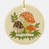 Merry Mushroom mit Individuelle Name Keramik Ornament (Hinten)