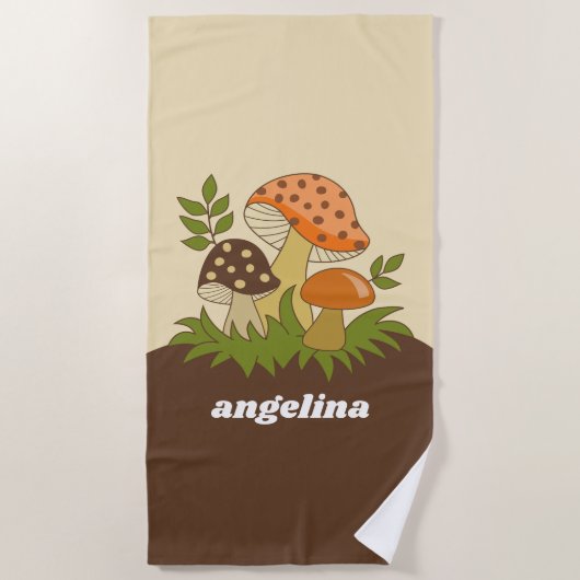 Merry Mushroom mit Individuelle Name Strandtuch (Vorderseite)