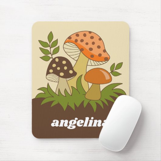 Merry Mushroom with Custom Name Mousepad (Mit Mouse)