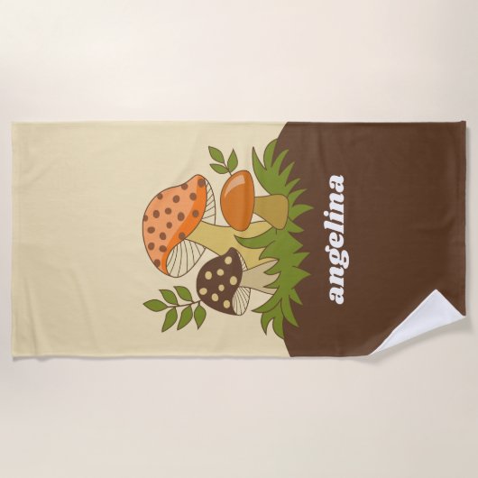Merry Mushroom with Custom Name Strandtuch (Vorderseite)