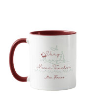 Merry Music Teacher Personalisiert Red Christmas