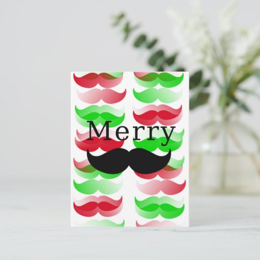 Merry Mustache Feiertagspostkarte (Stehend Vorderseite)