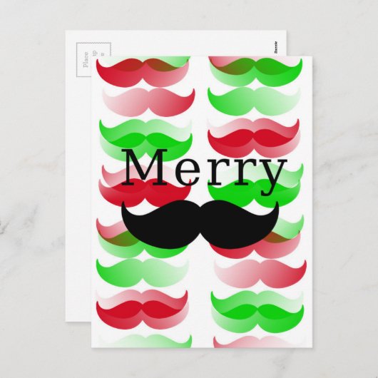 Merry Mustache Feiertagspostkarte (Vorne/Hinten)