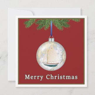Merry Nautical Christmas individualisierbare Flat Karte