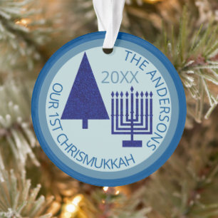 Merry Navy Intergléry Chrismukkah Foto Keepake Ornament