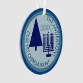 Merry Navy Intergléry Chrismukkah Foto Keepake Ornament (Vorderseite)