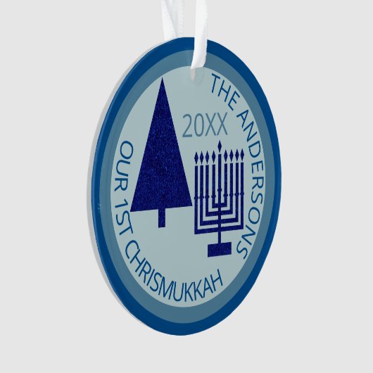 Merry Navy Intergléry Chrismukkah Foto Keepake Ornament (Vorderseite)