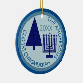 Merry Navy Intergléry Niedlich 1 Chrismukah Foto Keramik Ornament (Rechts)