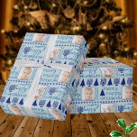 Merry Navy Intergléry Niedlich Chrismukkah Foto Geschenkpapier<br><div class="desc">Fügen Sie Ihre Bilder zu diesem niedlichen Urlaub Merry Happy Chrismukkah Foto Packpapier in einem festlichen Muster dunkelmarineblaue Menorahs und Weihnachtsbäume auf einem pastellblauen Hintergrund für wirklich personalisierte Geschenkpackung. Diese bezaubernde Geschenkpackung eignet sich perfekt für Mischfamilien, die sowohl Hanukkah als auch Weihnachten feiern, und die niedlichen, dunkelblauen handgeschriebenen Schriftart sowie...</div>