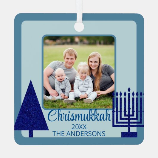 Merry Navy Interreligiöse Chrismukkah Double Side Ornament Aus Metall (Rückseite)