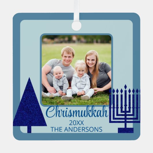 Merry Navy Interreligiöse Chrismukkah Double Side Ornament Aus Metall (Vorderseite)