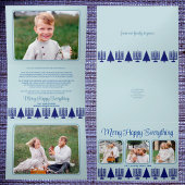 Merry Navy Intertrust Elegante Script 4 Foto Dreifach Gefaltete Urlaubskarte