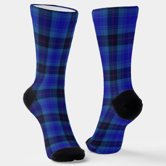 Merry Navy Kariert Tartan Muster Socken (Gewinkelt)