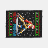 Merry Nmas Ugly Christmas Santa Claus Wrestling Bo Fleecedecke (Vorderseite (Horizontal))