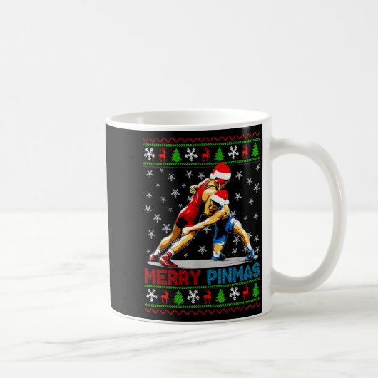 Merry Nmas Ugly Christmas Santa Claus Wrestling Bo Kaffeetasse (Rechts)