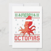 Merry Octomas Funny Ugly Christmas Sweater Octopus Dankeskarte (Vorderseite)