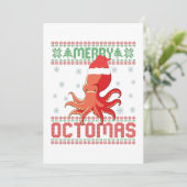 Merry Octomas Funny Ugly Christmas Sweater Octopus Dankeskarte (Stehend Vorderseite)