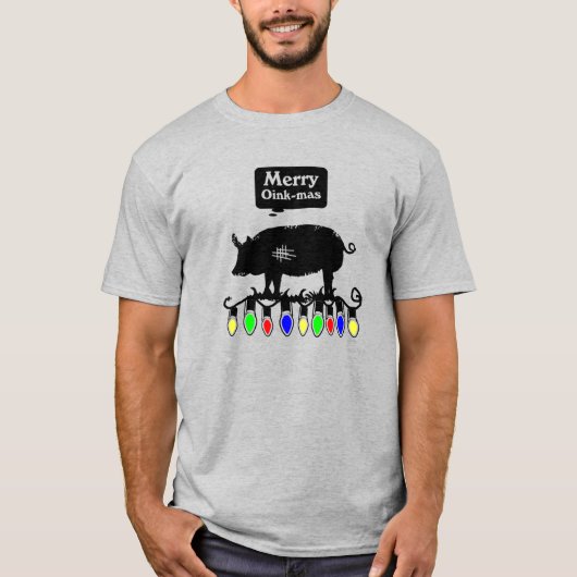 Merry Oink-Mas-Black T-Shirt (Vorderseite)