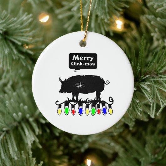 Merry Oink-Mas Keramik Ornament (Baum)