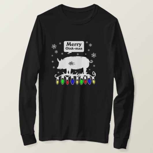 Merry Oink-Mas-Schneeflocken T-Shirt (Design vorne)