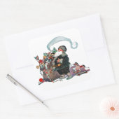 Merry Old Christmas Elf, Jessie Willcox Smith Quadratischer Aufkleber (Umschlag)
