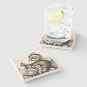 Merry Old Santa Claus Steinuntersetzer (Seitenansicht)