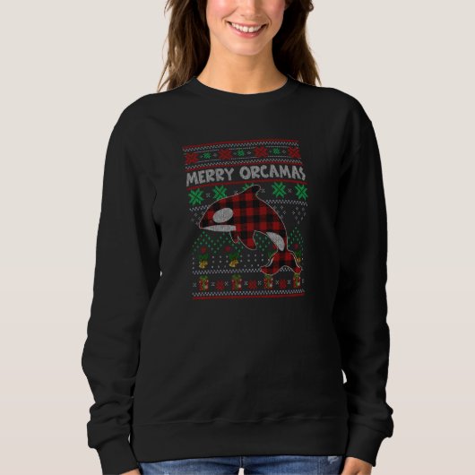 Merry Orcamas Christmas Sweater Orca Killer Whale Sweatshirt (Vorderseite)