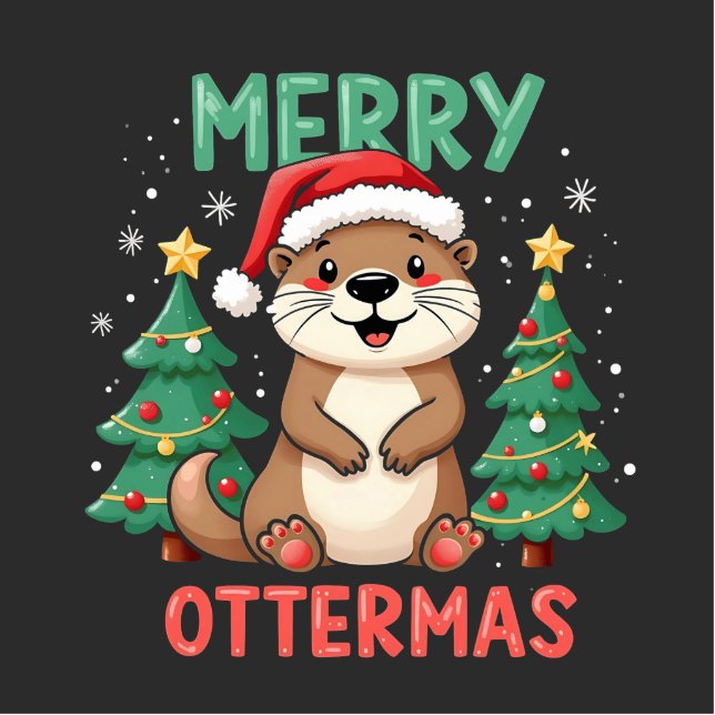 Merry Ottermas Funny Otter Animal Christmas Liebha Freistehende Fotoskulptur (Vorne)