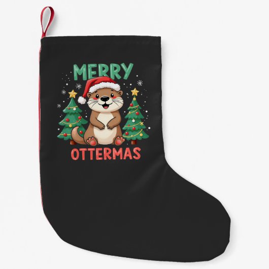 Merry Ottermas Funny Otter Animal Christmas Liebha Kleiner Weihnachtsstrumpf (Vorderseite)