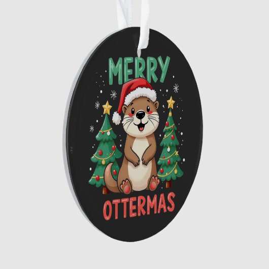 Merry Ottermas Funny Otter Animal Christmas Liebha Ornament (Vorderseite)