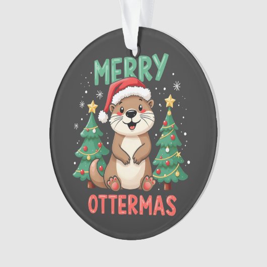 Merry Ottermas Funny Otter Animal Christmas Liebha Ornament (Vorderseite)