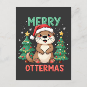 Merry Ottermas Funny Otter Animal Christmas Liebha Postkarte