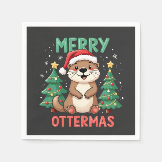 Merry Ottermas Funny Otter Animal Christmas Liebha Serviette (Vorderseite)