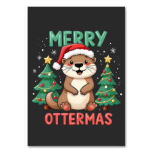 Merry Ottermas Funny Otter Animal Christmas Liebha Tischnummer