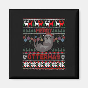 Merry Ottermas Funny Otter liebt Weihnachten Ugly  Magnet